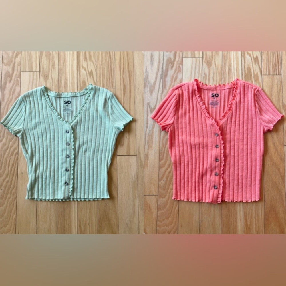 SO Green and Coral Crop Tops Size M